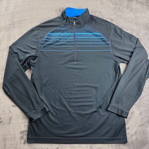 Nike Golf Pullover Men Large Black Blue Striped 1/4 Zip Dri-FIT Long Sleeve